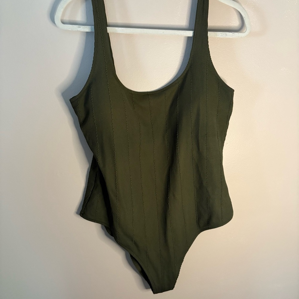 Aerie Green ribbed One Piece CHEEKY Swimsuit XXL